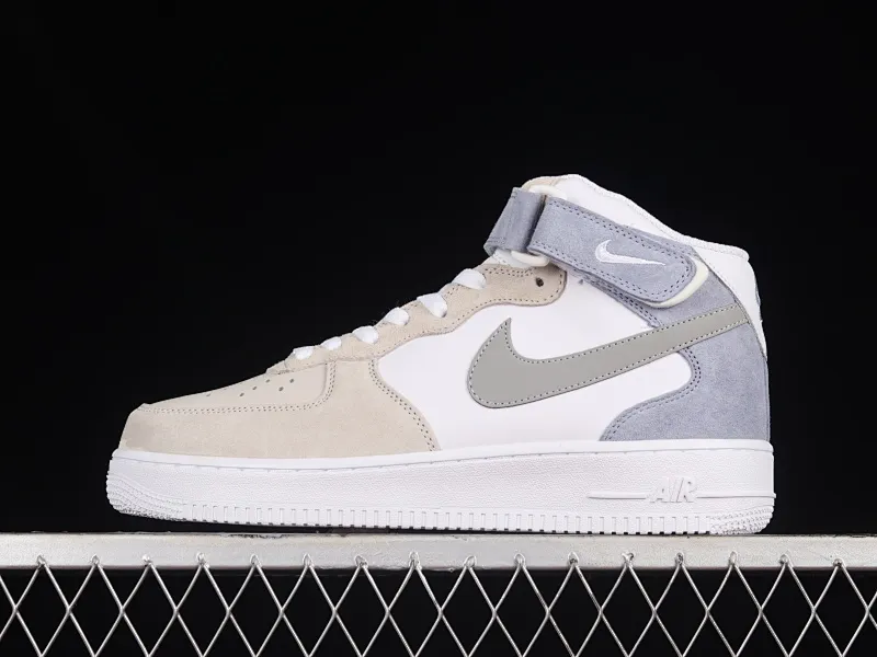 All categories Nk Air Force 1 Air Force series Nk Air Force 1 Mid Air Force mid-top Nk Air Force 1'07 Mid light gray and blue color Air Force 1 mid-top sports and leisure sneakers AL6896-557